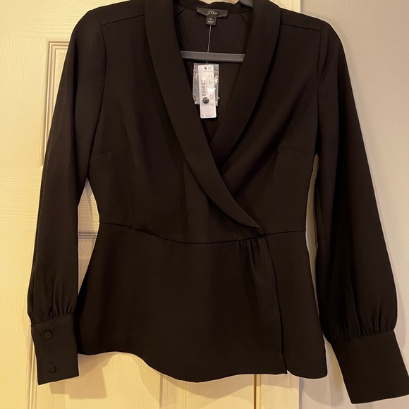 NWT J.Crew Drapey faux-wrap top in 365 crepe - Picture 2 of 3